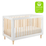 Lolly 3-in-1 Convertible Crib with Toddler Bed Conversion Kit in White and Natural,