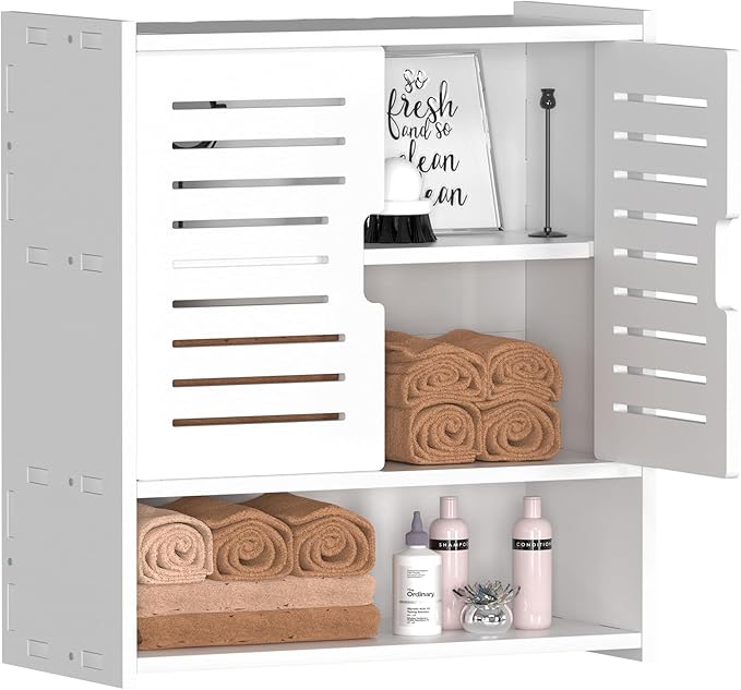 Bathroom Wall Cabinet, Wall Mounted Medicine Cabinet White Over The Toilet Storage