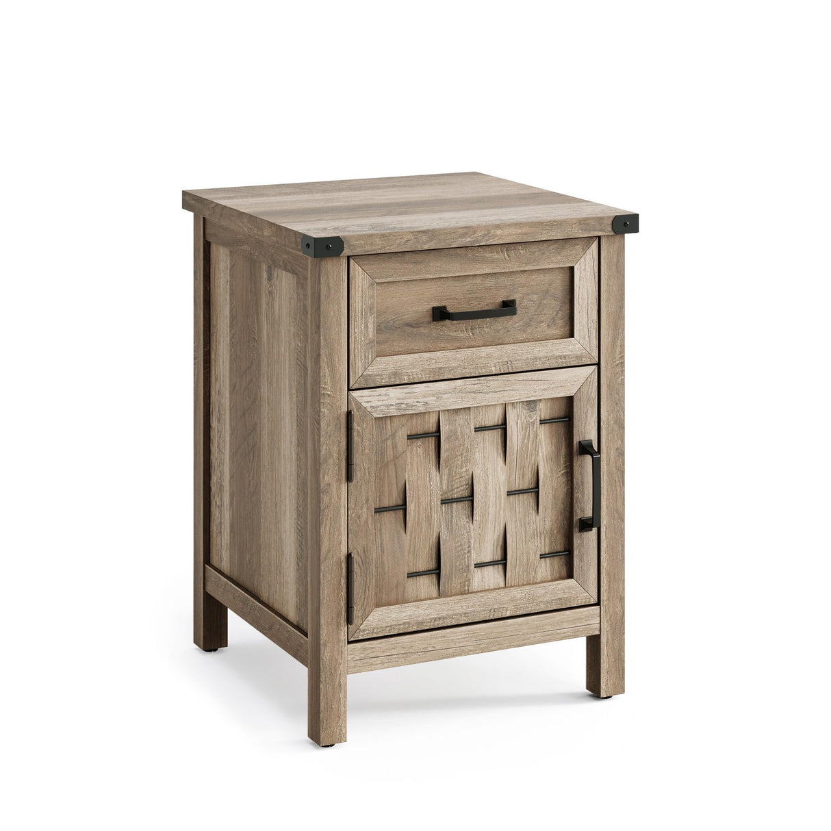 Farmhouse End Table, Side Table with Drawer and Storage Cabinet, Sofa Table