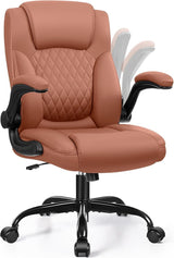 Leather Office Chair, PU Home Computer Desk Chairs with Ergonomic Back Support