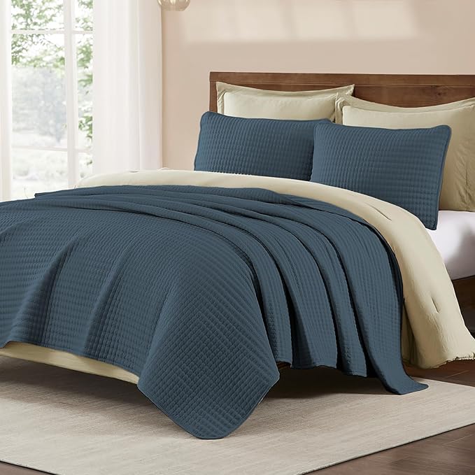 Quilts King Size, 3 Pieces White Lightweight Soft Quilts King Size Sets for All Seasons