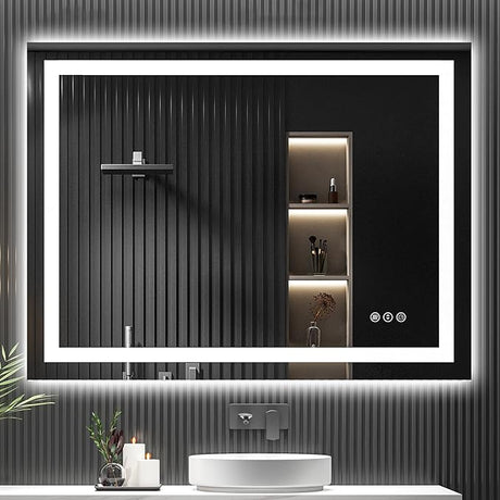 48x36 Inch LED Bathroom Mirror with Lights Front and Backlit Lighted Vanity Mirror for