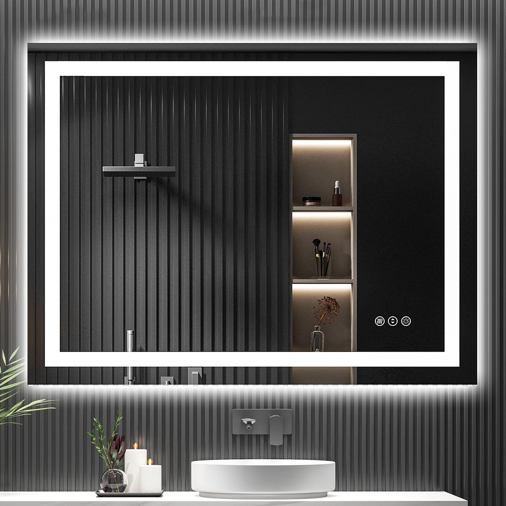 LED Bathroom Mirror with Lights Front and Backlit Lighted Vanity Mirror