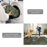 Morebes Vintage Throw Rugs, Boho 3x5 Washable Rug Non Slip,Soft Area Rug for Bedroom,Distressed Non-Shedding Floral Rug for Entryway Kitchen Foyer Bedside Playroom,Dark Green