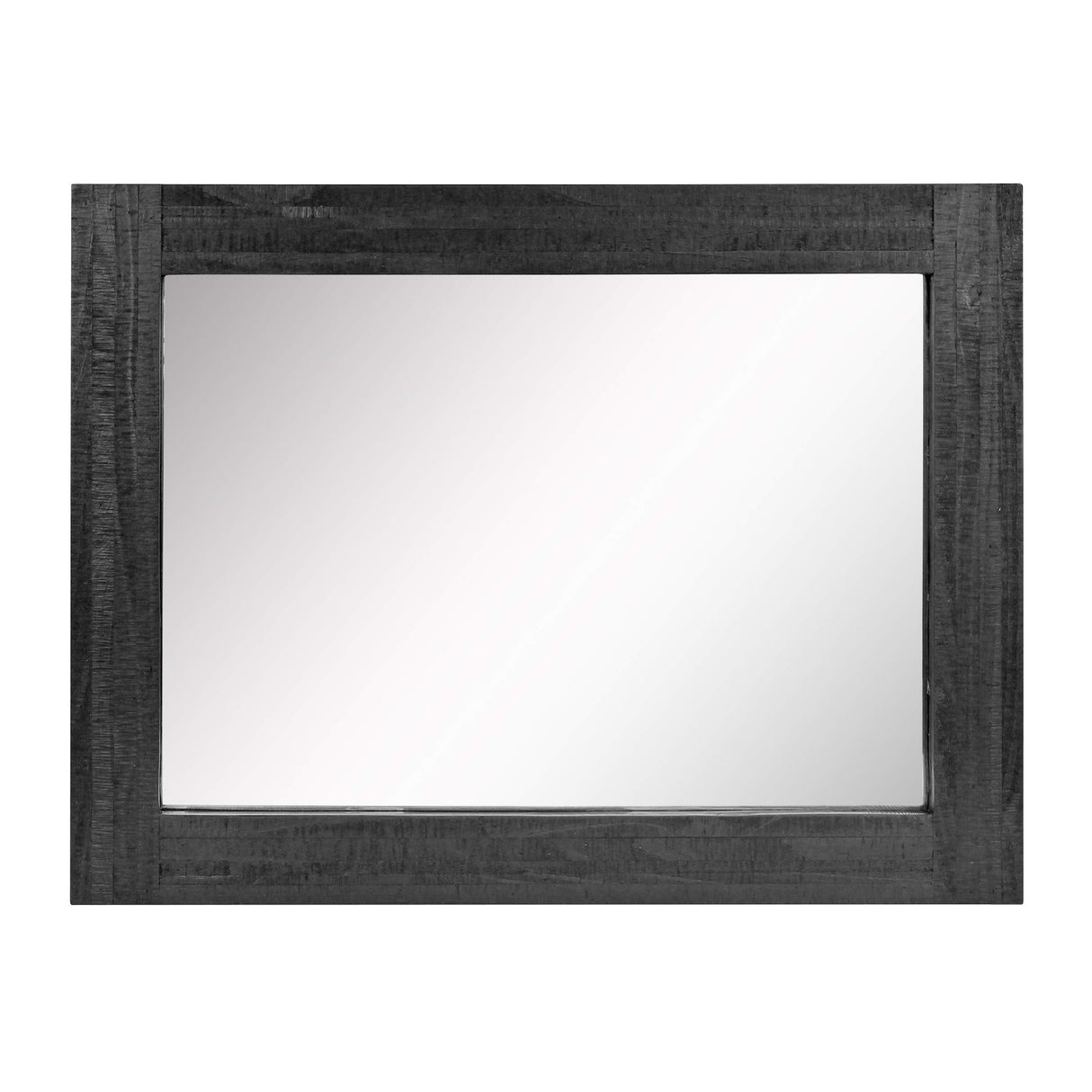 24" x 18" Rectangle Black Wood Frame Wall Mirror with Attached Hanging Brackets