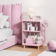 Bedside Nightstand Table, Girls Metal Side Table, Kid End Table with Storage for Living
