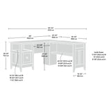 August Hill L-Shaped Desk, L: 59.06" x W: 58.74" x H: 29.25", Dover Oak finish