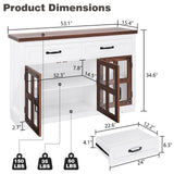 Farmhouse Buffet Cabinet with Storage, 53" Large Kitchen Cabinet with 2 Drawers