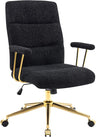 White Boucle Office Chair with Gold Base - Height Adjustable Desk Chair