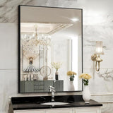 Black Bathroom Mirror, 48"X36" Rectangle Mirrors for Wall Metal Frame