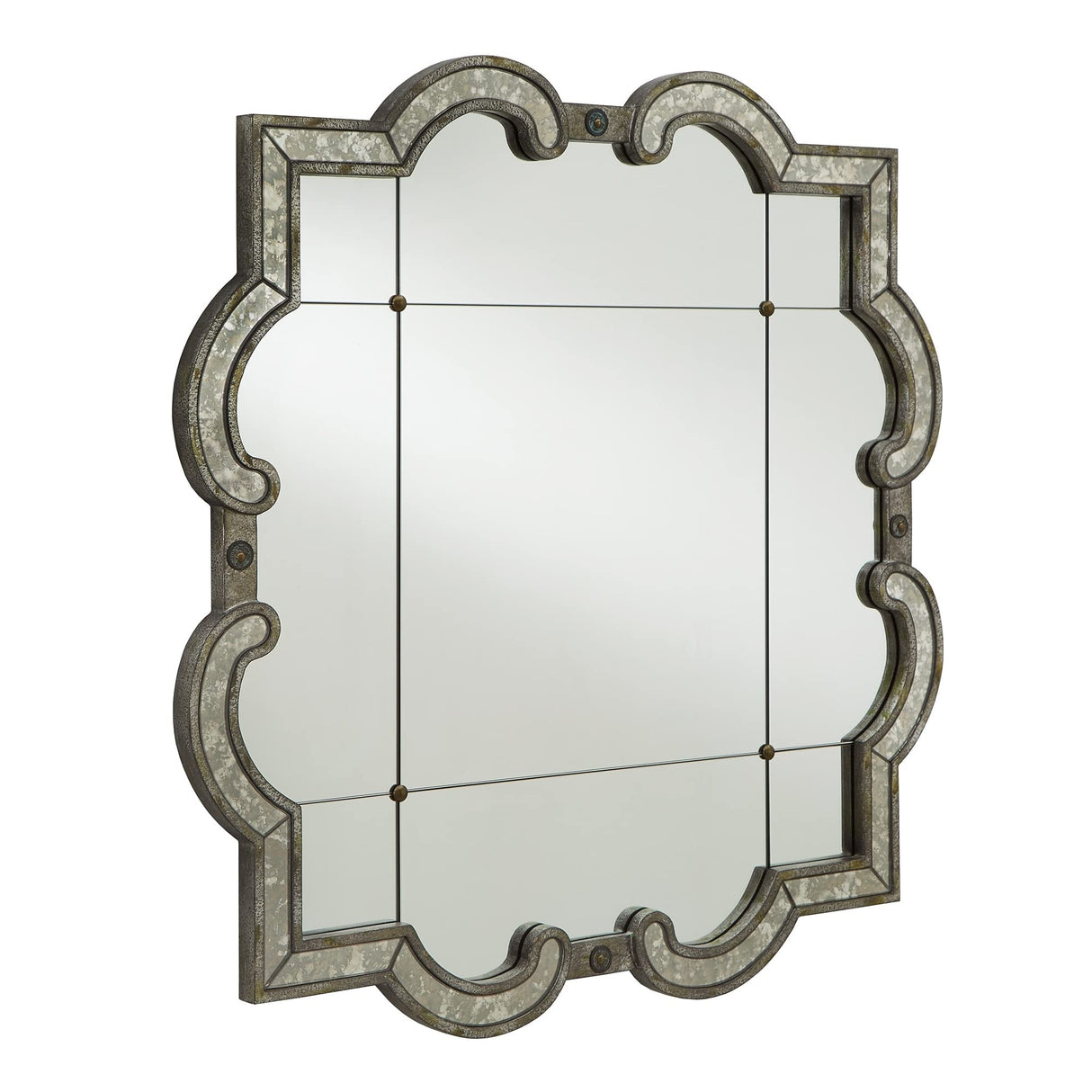 Fantina Antique Silver Paned Wall Mirror by Classic