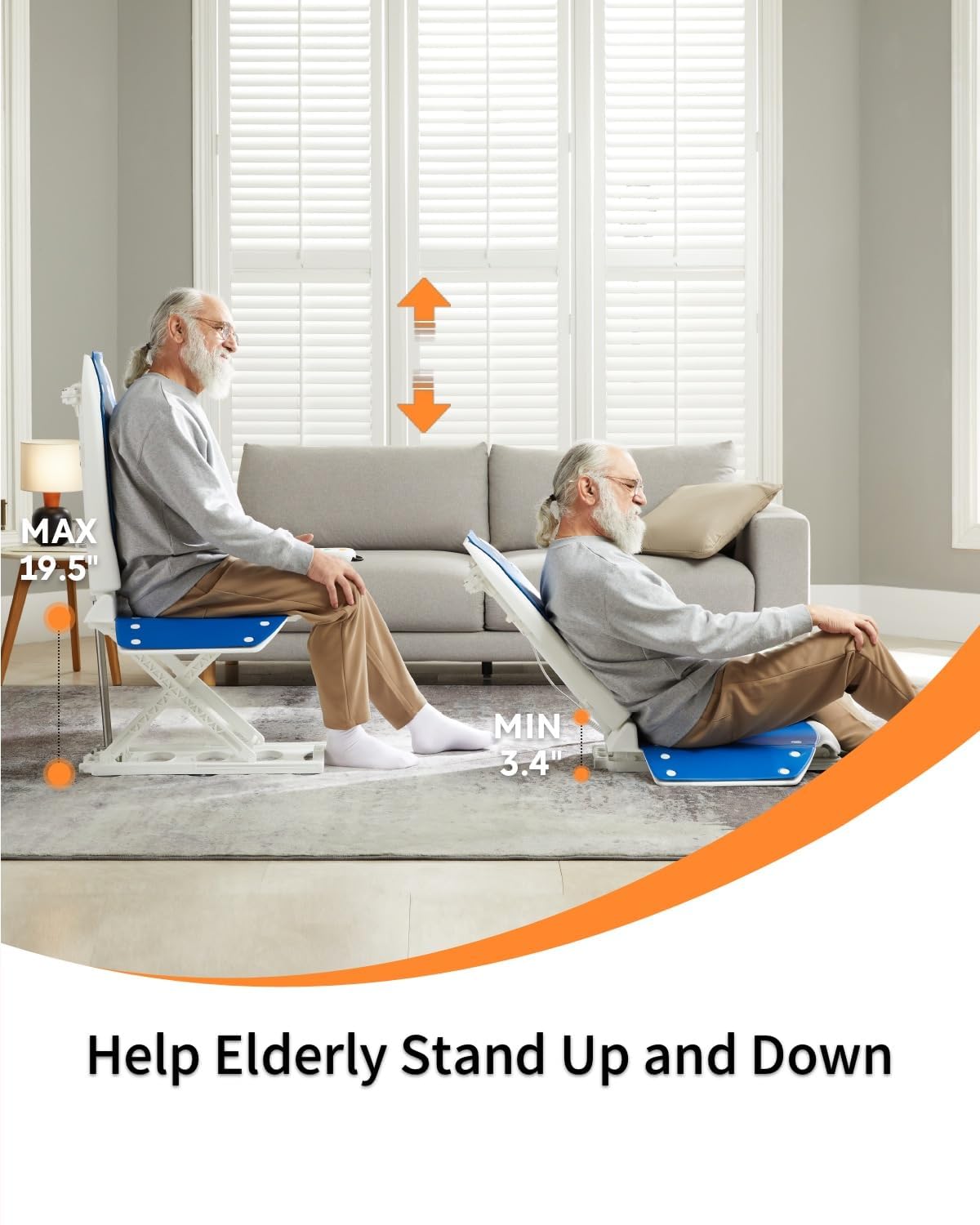 Electric Chair Lift for Elderly – Waterproof, Foldable Floor Lift with Rechargeable Battery