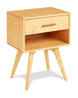 Century Modern One Drawer Nightstand/Constructed of Solid Wood/Oak Finish