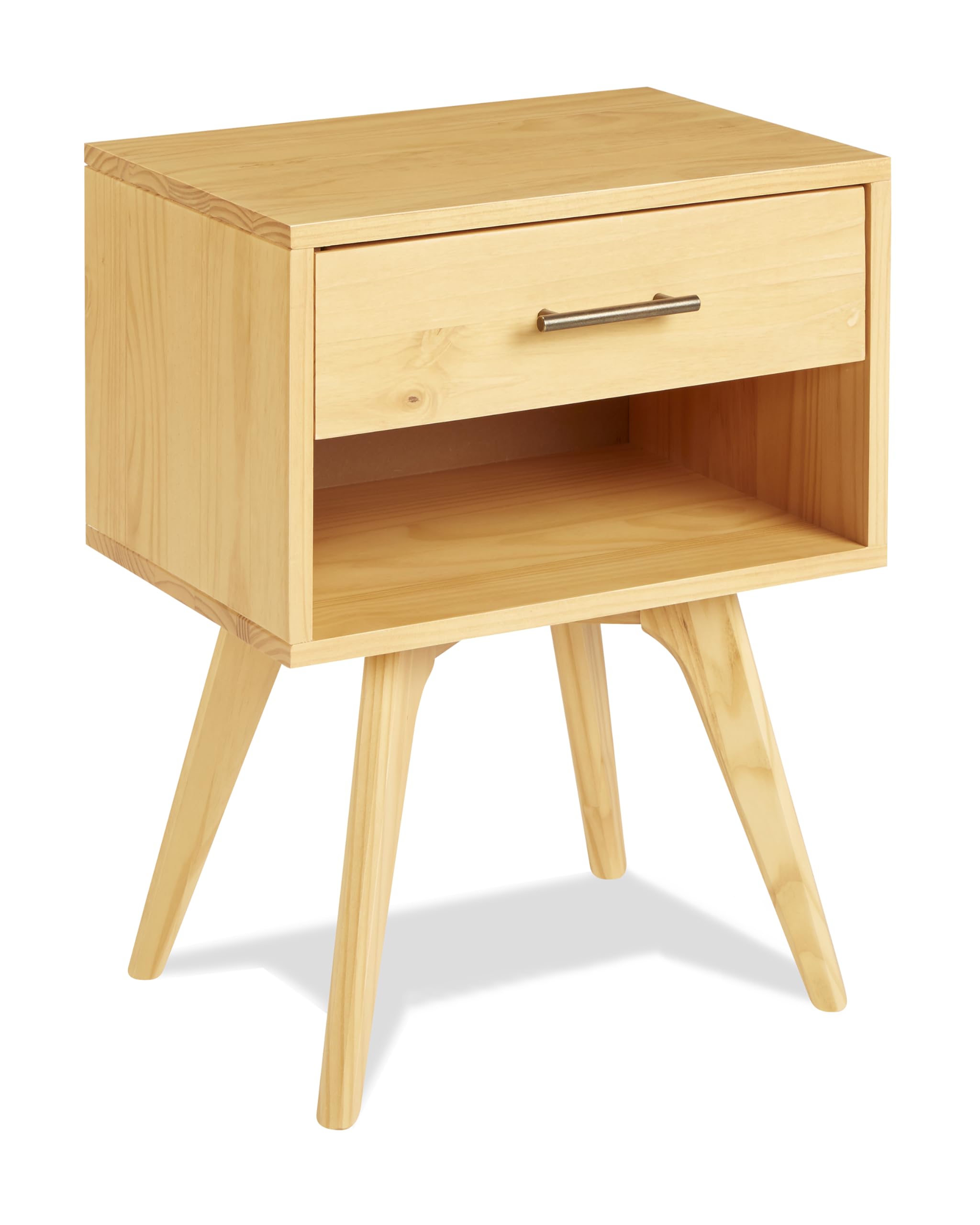 Century Modern One Drawer Nightstand/Constructed of Solid Wood/Oak Finish