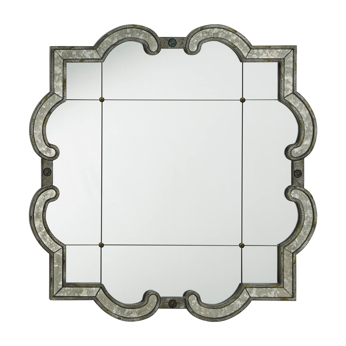 Fantina Antique Silver Paned Wall Mirror by Classic