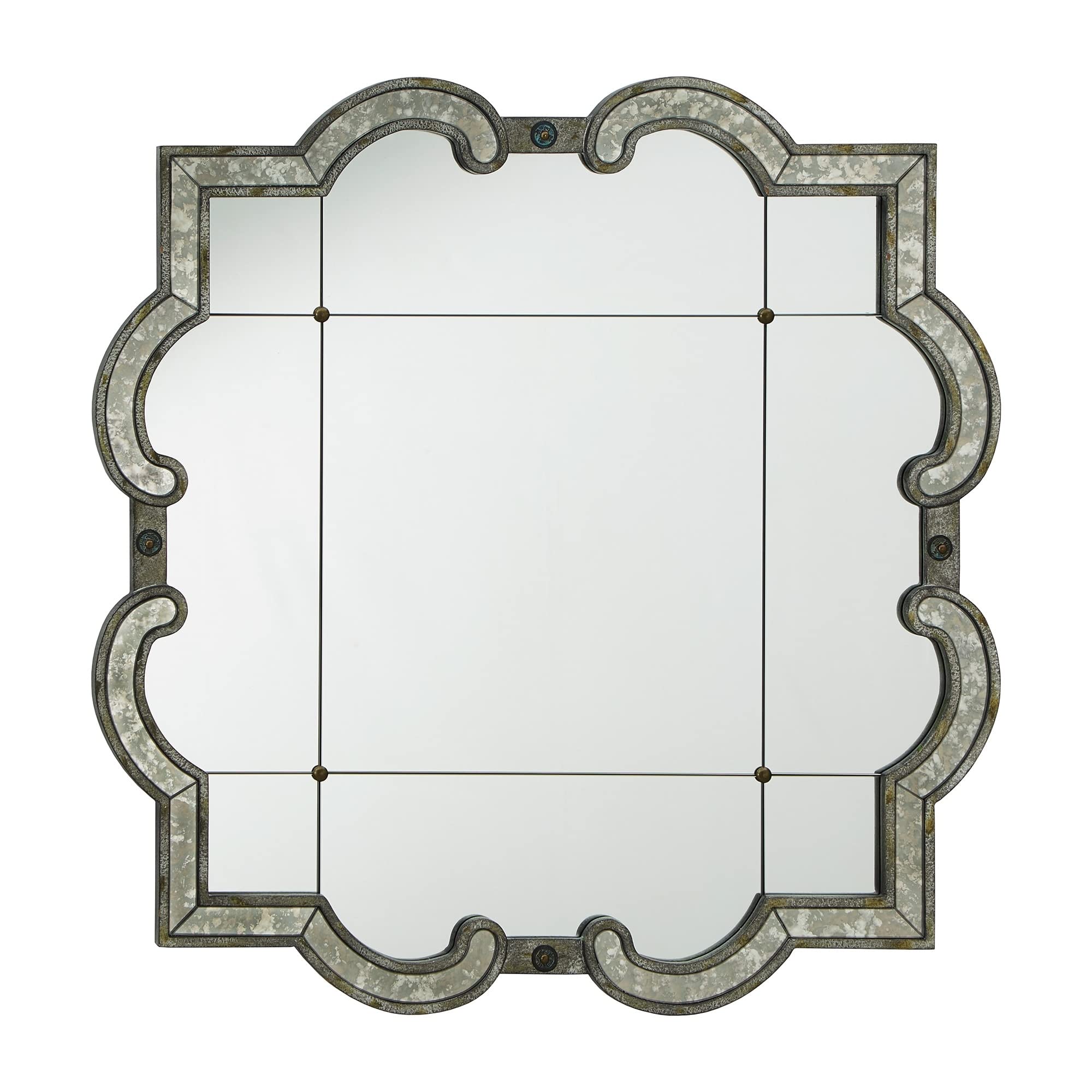 Fantina Antique Silver Paned Wall Mirror by Classic