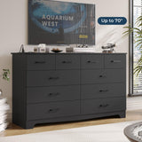 Black Dresser for Bedroom with 10 Drawers, Large Chest of Drawers Storage Organizer