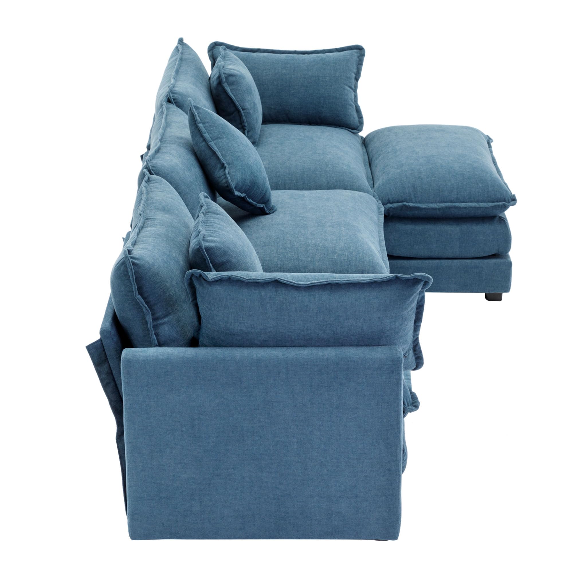 Convertible Modular Sectional Sofa with Movable Ottoman Set