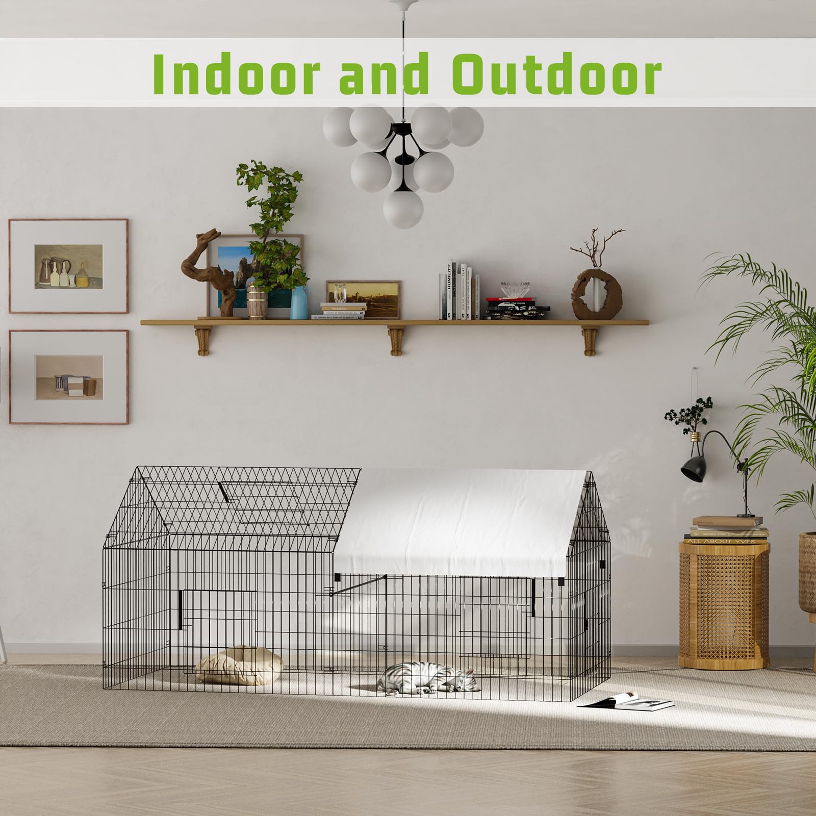 Metal Chicken Coop 86"×40"×40" Chicken Run with Waterproof Cover Portable Poultry Cage Walk in Hen House