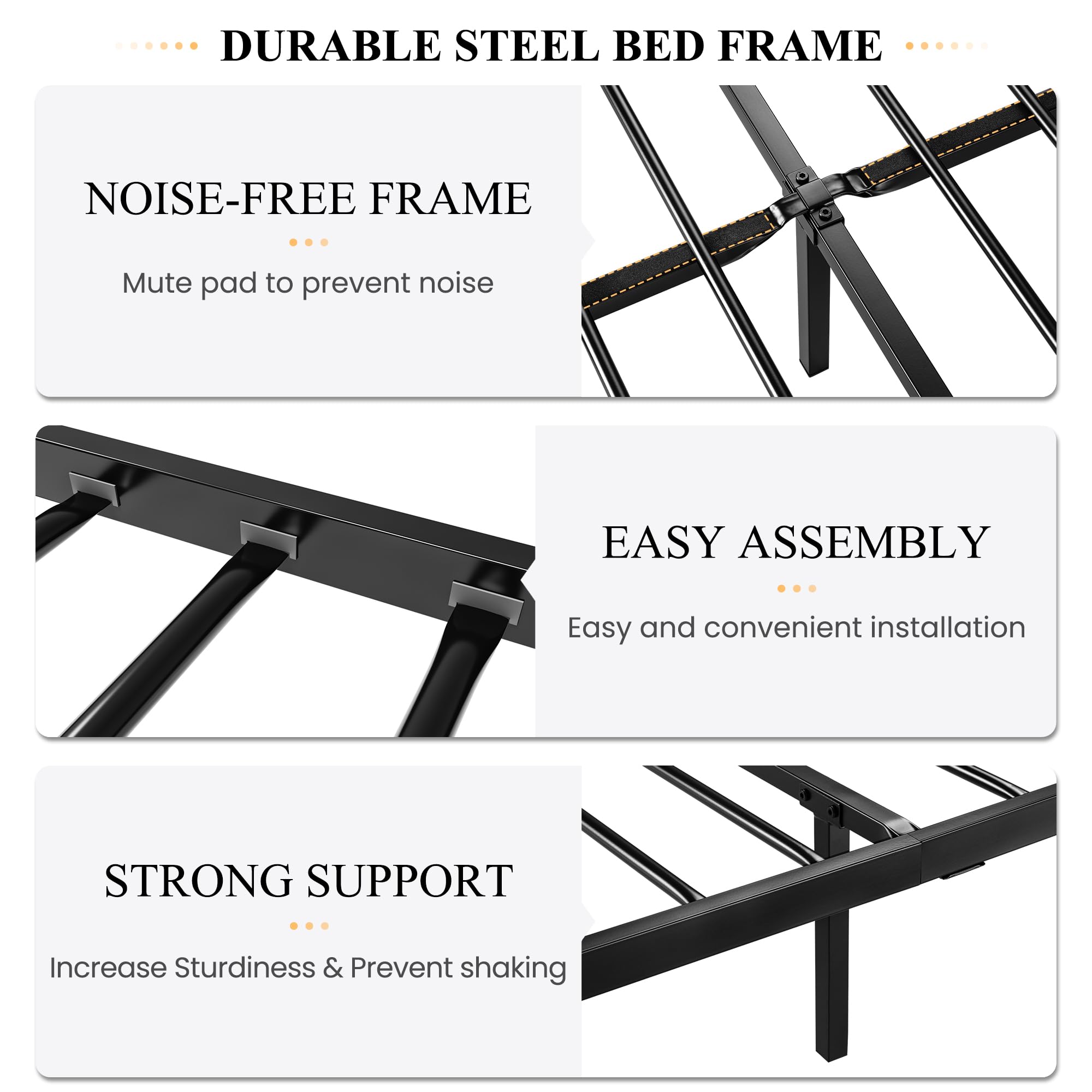 SHA CERLIN Queen Size Bed Frame and Headboard,Metal Bed Frame with Butterfly Pattern Design Headboard & Footboard,No Box Spring Needed,Easy Assembly,Black
