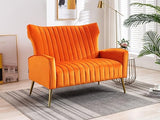 Velvet Couch Modern Wingback Loveseat Tufted Luxury Sofa with Gold Legs for Living