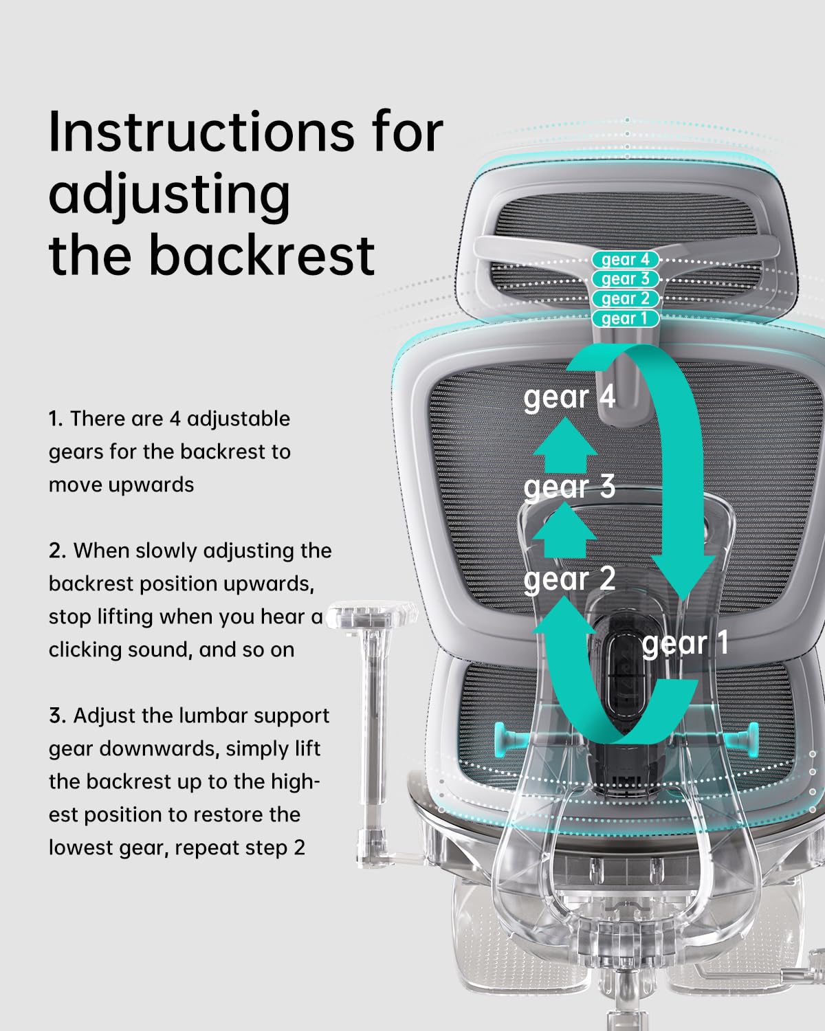 Ergonomic Office Chair with 3D Adjustable Armrests, Adjustable Lumbar Support High