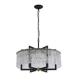 Modern Black Chandeliers,23.6" Crystal Glass Pendant Ceiling Light Fixtures