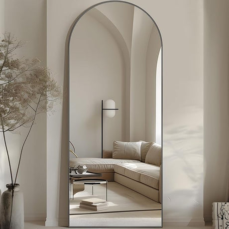 Full Length Mirror, 44"x72" Arched Full Body Oversized Floor Mirror, Free Standing Leaning Mirror