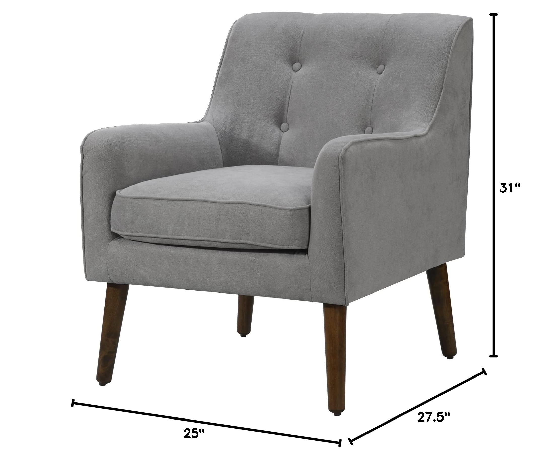 Ryder Mid Century Modern Steel Gray Woven Fabric Tufted Armchair