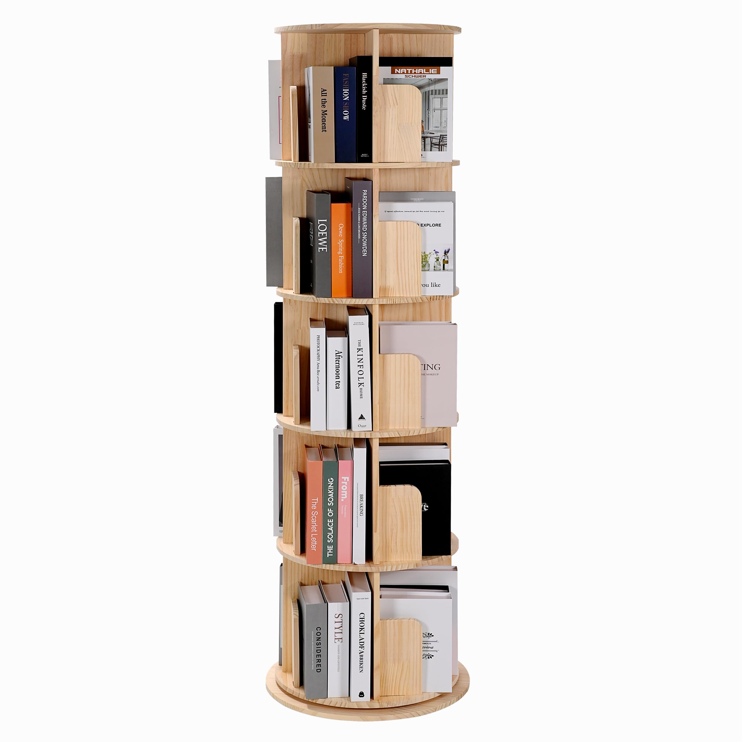 Rotating Bookshelf, 360 Display Corner Bookshelf for Small Space, 5 Tier Floor Standing Bookcase