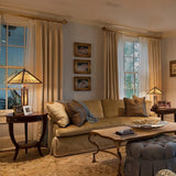 Capulina Tiffany Lamp Stained Glass Table Lamp 3-Light 15X15X26 Inches Wooden Base Mission Cream Crytal Tiffany Style Desk Lamp with Night Light Decor for Living Room Bedroom Home Office