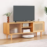 Boho Bamboo TV Stand | Entertainment Center with Adjustable Storage