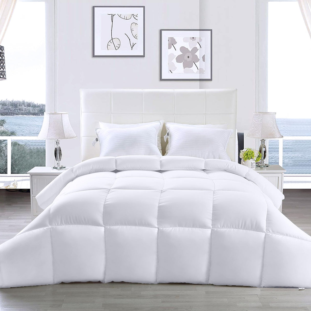 Bedding Comforter – All Season Comforter King Size – White Comforter King - Plush