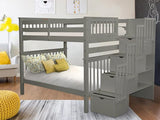 Stairway Bunk Beds Full over Full with 4 Drawers in the Steps, White