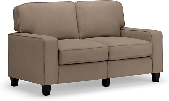 Palisades 73" Track Arm Sofa, Easy Care Polyester, Soft Pillow Back, Pocket Coil Seat Cushions, Removable Covers, Loveseat or Couch for Small Spaces, Living Rooms or Bedrooms, Glacial Gray