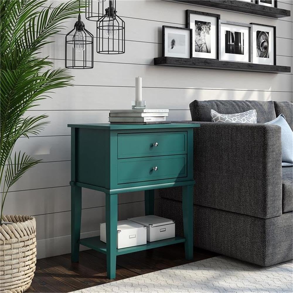 Franklin Accent Table with 2 Drawers, Emerald