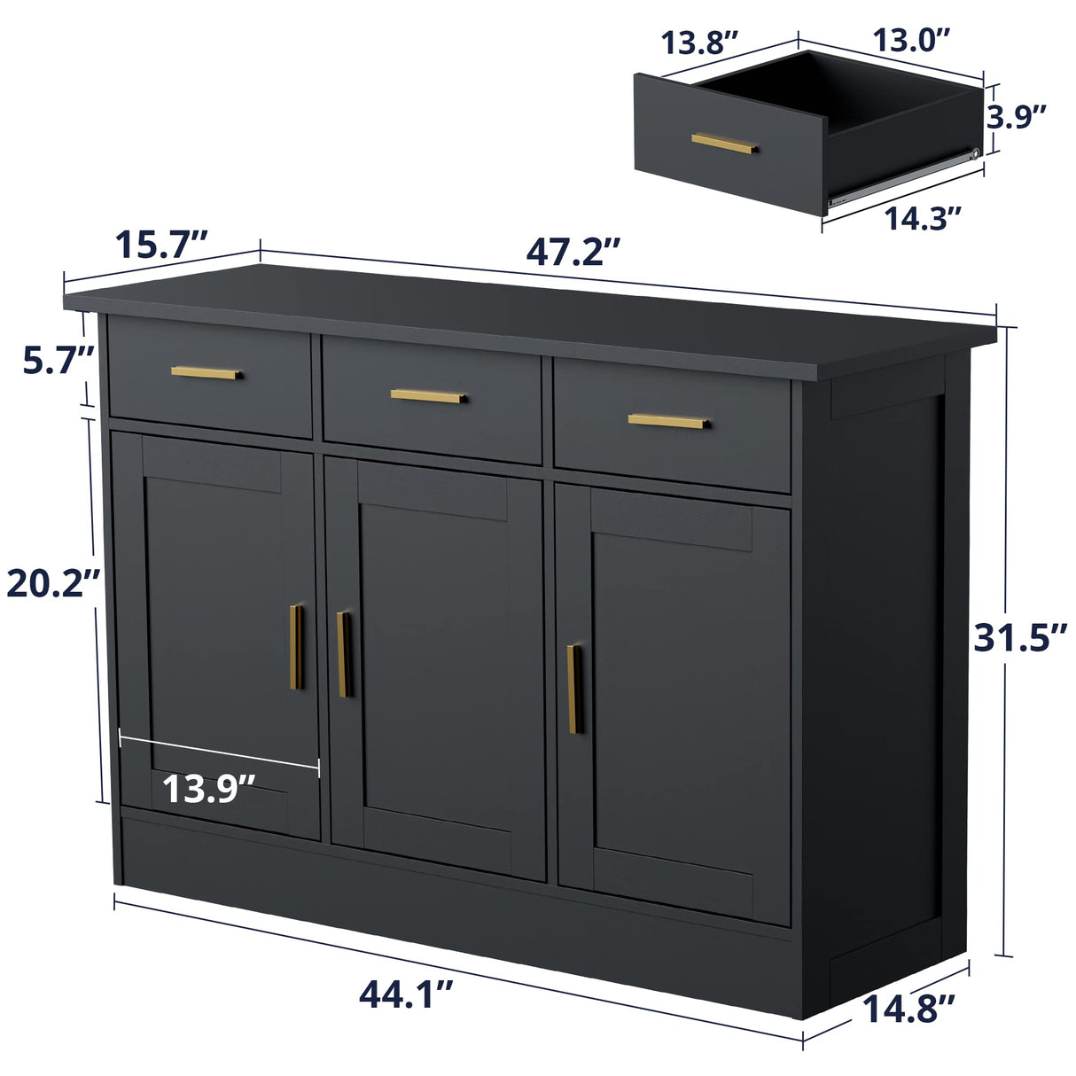 Buffet Cabinet with Storage - Buffets & Sideboards Kitchen Storage Cabinet