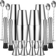16 Pieces Cocktail Shaker Set Including 4 Pcs Boston Shaker 4 Pcs Muddler