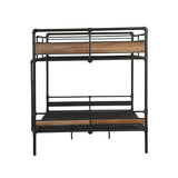 Benjara Queen Size Metal Bunk Bed with Ladder, Black and Brown