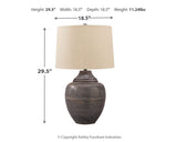 Olinger 29.5" Vintage Metal Table Lamp, Brown