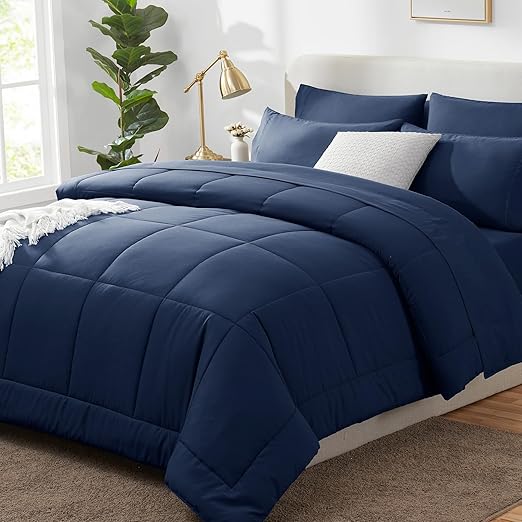 White King Comforter Set - 7 Pieces Bed in a Bag Comforter King Size, Bedding