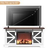 Fireplace TV Stand for 65 Inch TV, Farmhouse Media Console Table with Electric Fireplace