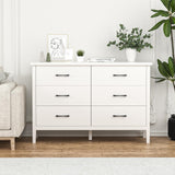 White Dresser for Bedroom, 6 Drawer Dresser Wood with Black Metal Handles