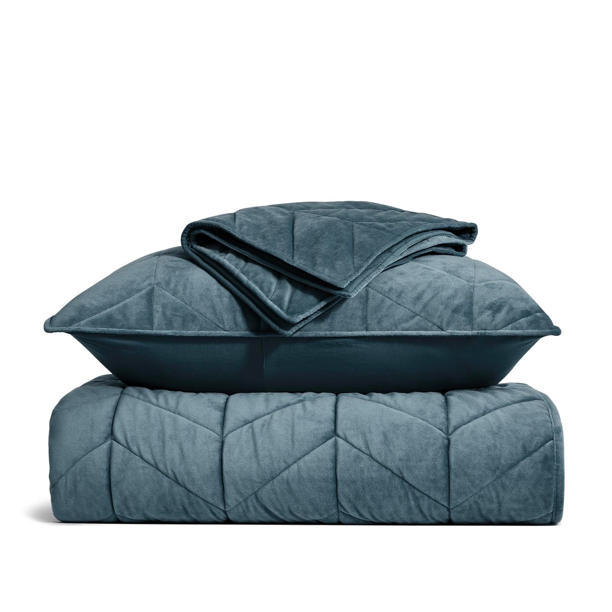 3 Pieces Luxurious Velvet King Quilts, Ultra Soft Lightweight Velvet Comforter Set