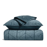 3 Pieces Luxurious Velvet King Quilts, Ultra Soft Lightweight Velvet Comforter Set