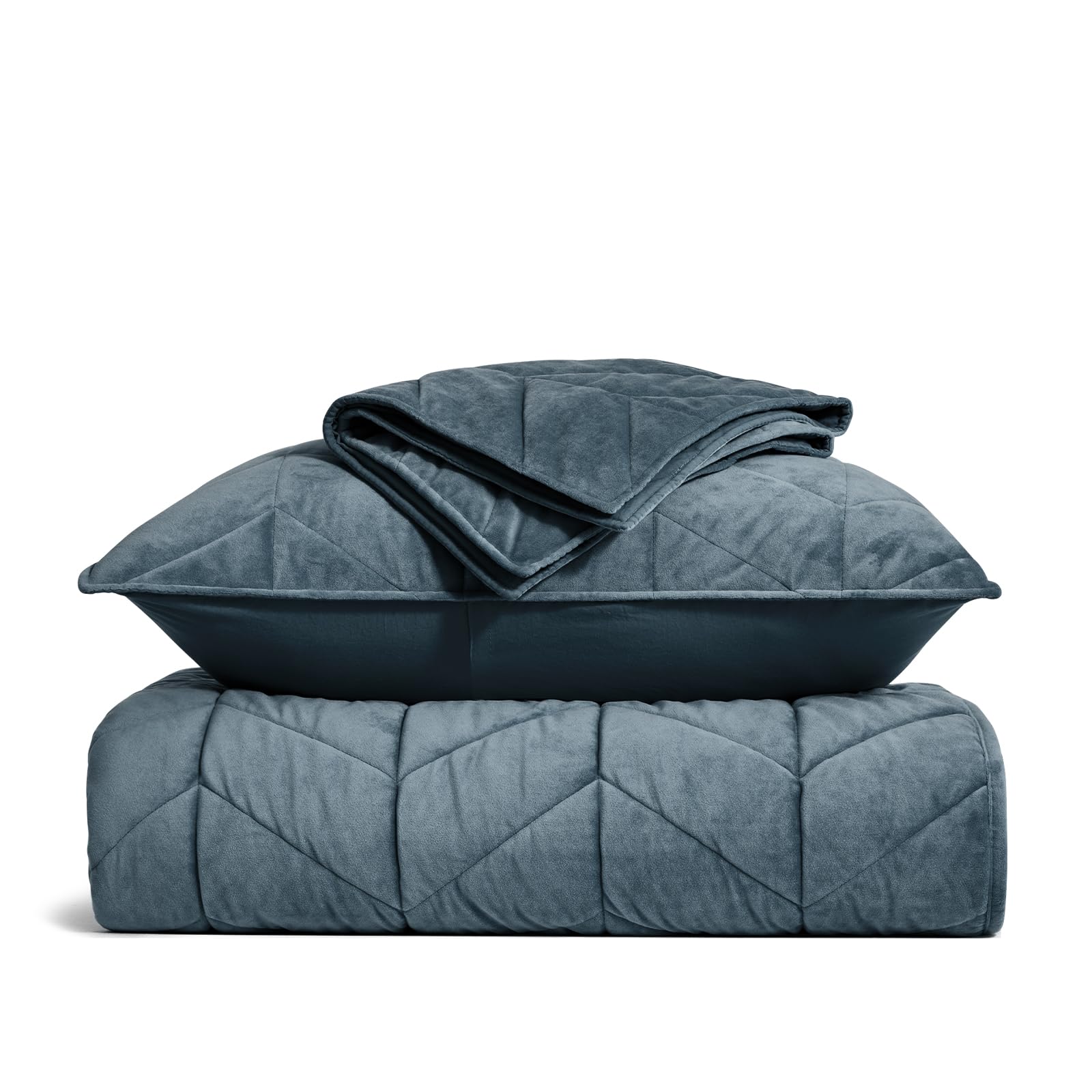 3 Pieces Luxurious Velvet King Quilts, Ultra Soft Lightweight Velvet Comforter Set