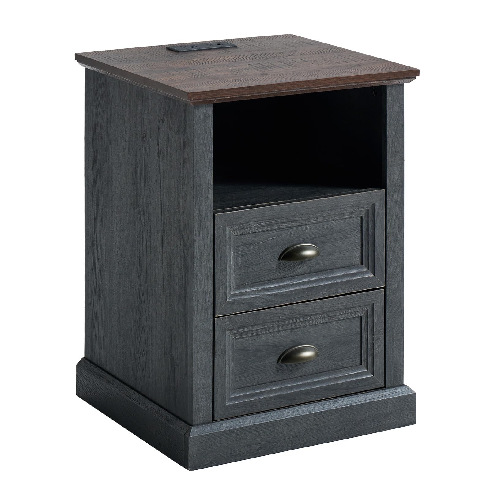 Table with Charging Station, Wood Side Table