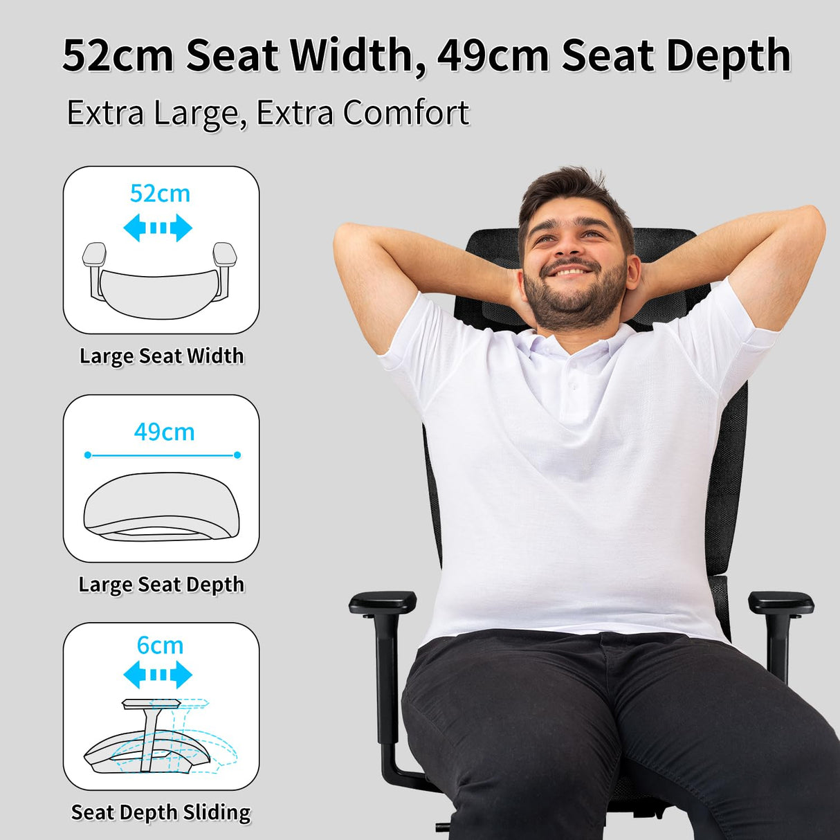 Ergonomic Office Chair with 3D Armrest, Big and Tall Computer Desk Chair