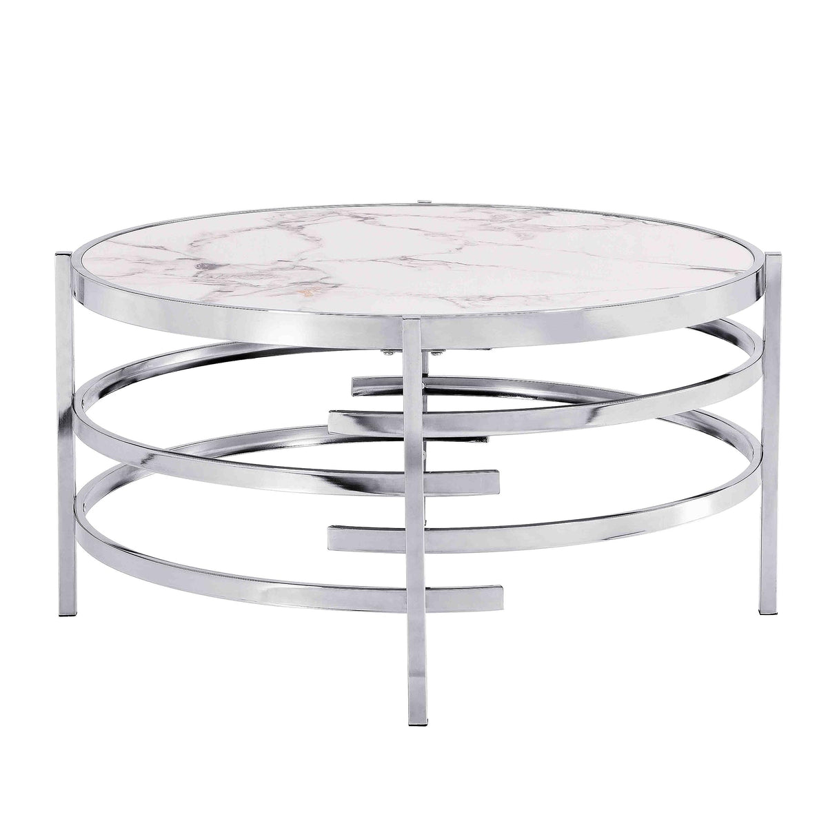 Coffee Table Marble Stone Silver Living Room Table Modern Round Sofa Side Table