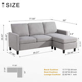 Convertible Sectional Sofa Couch with Reversible Chaise, L-Shaped Couch with Modern